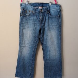 True Religion Light Blue Denim Jeans with Red Logo Tag